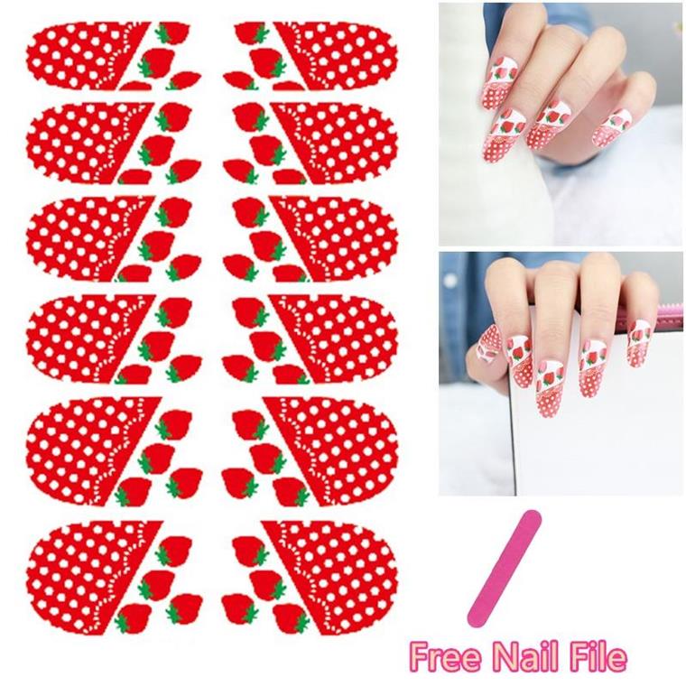 White Dot Rose Strawberry Cartoon Design Nail Art Sticker Self Adhesive  (43002160) | BazarFX